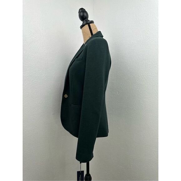 Tommy Hilfiger Women’s Green Long Sleeve Single-Button French Terry Blazer Jacke - Picture 2 of 16